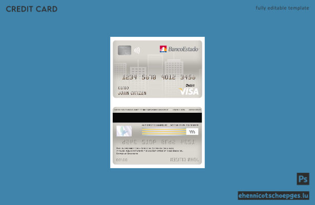 Beispielvorschau der Visa-Debitkarte der chilenischen Staatsbank